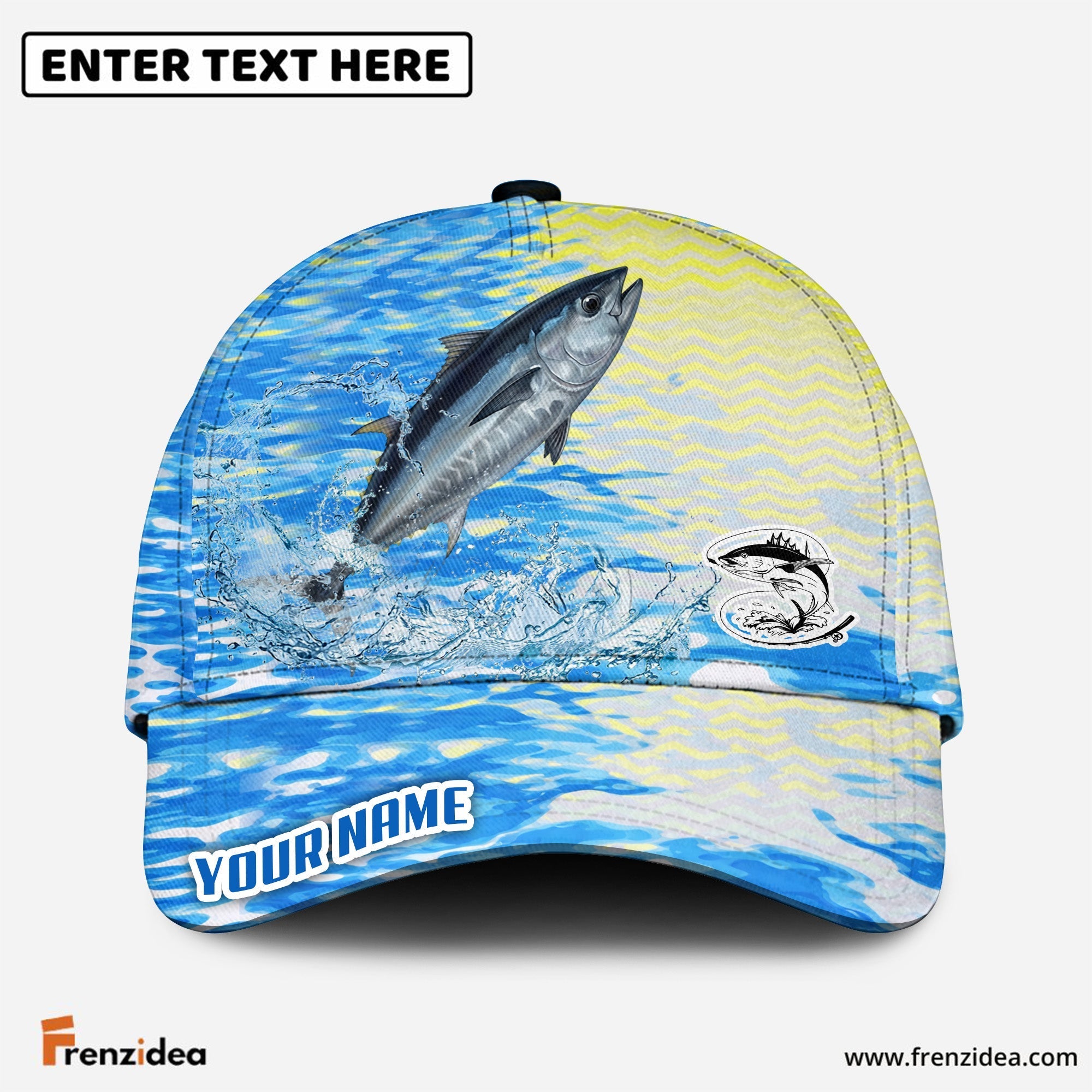 (12 Breeds) Frenzidea Fishing Blue Lake Pattern Customized Name 3D Cap