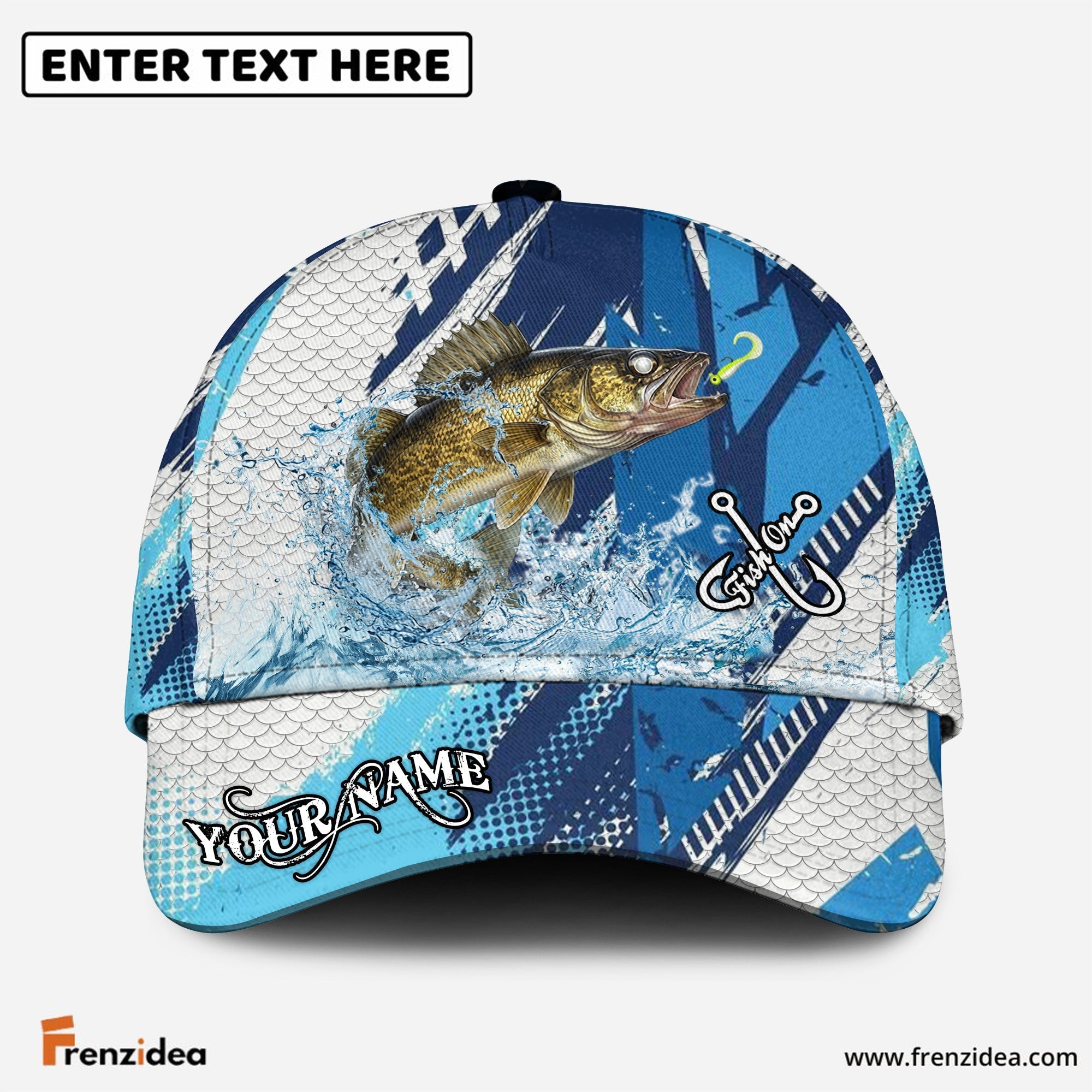 (12 Breeds) Frenzidea Technical Fish Scale Fishing Customized Name 3D Cap