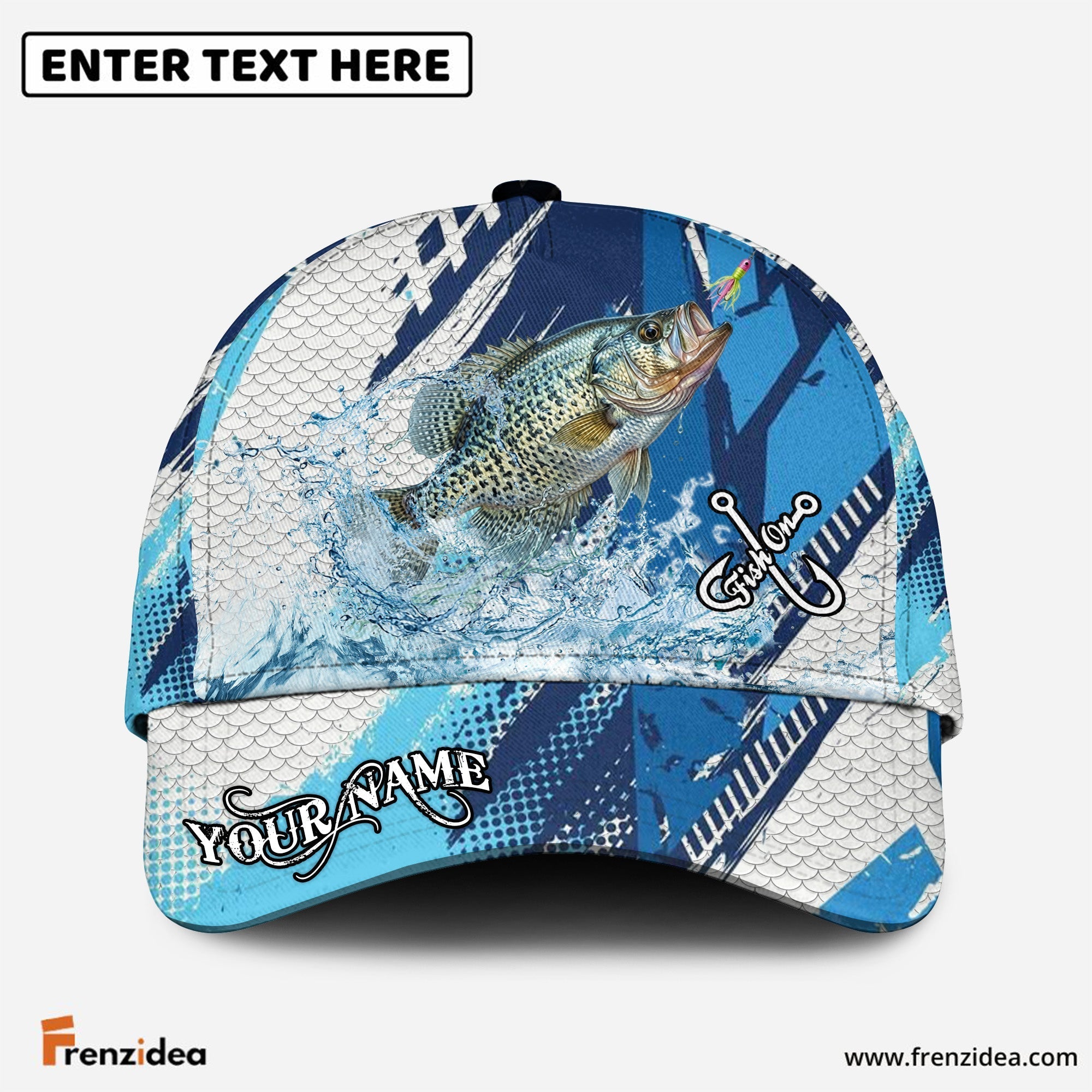 (12 Breeds) Frenzidea Technical Fish Scale Fishing Customized Name 3D Cap
