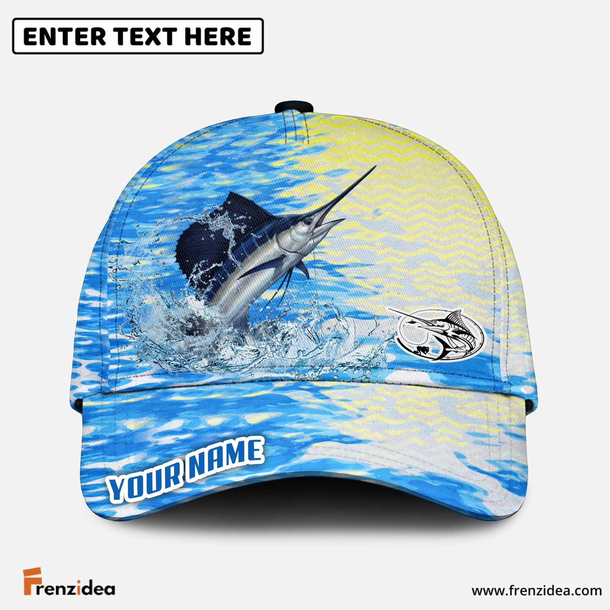 (12 Breeds) Frenzidea Fishing Blue Lake Pattern Customized Name 3D Cap