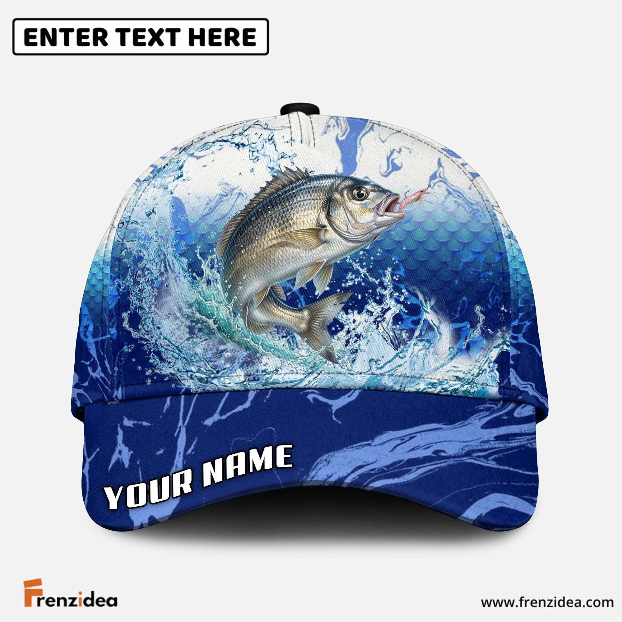 (12 Breeds) Frenzidea Freshwater Strike Fishing Legend Customized Name 3D Cap