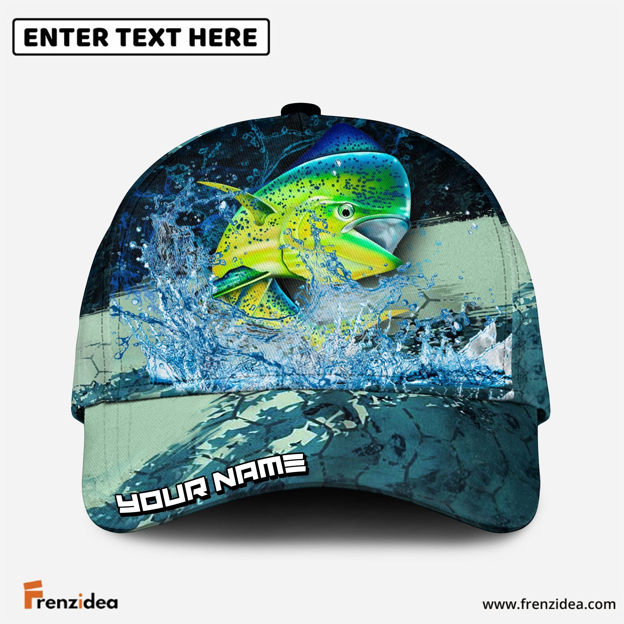 Frenzidea Mahimahi Fishing Aqua Strike Personalized Cap