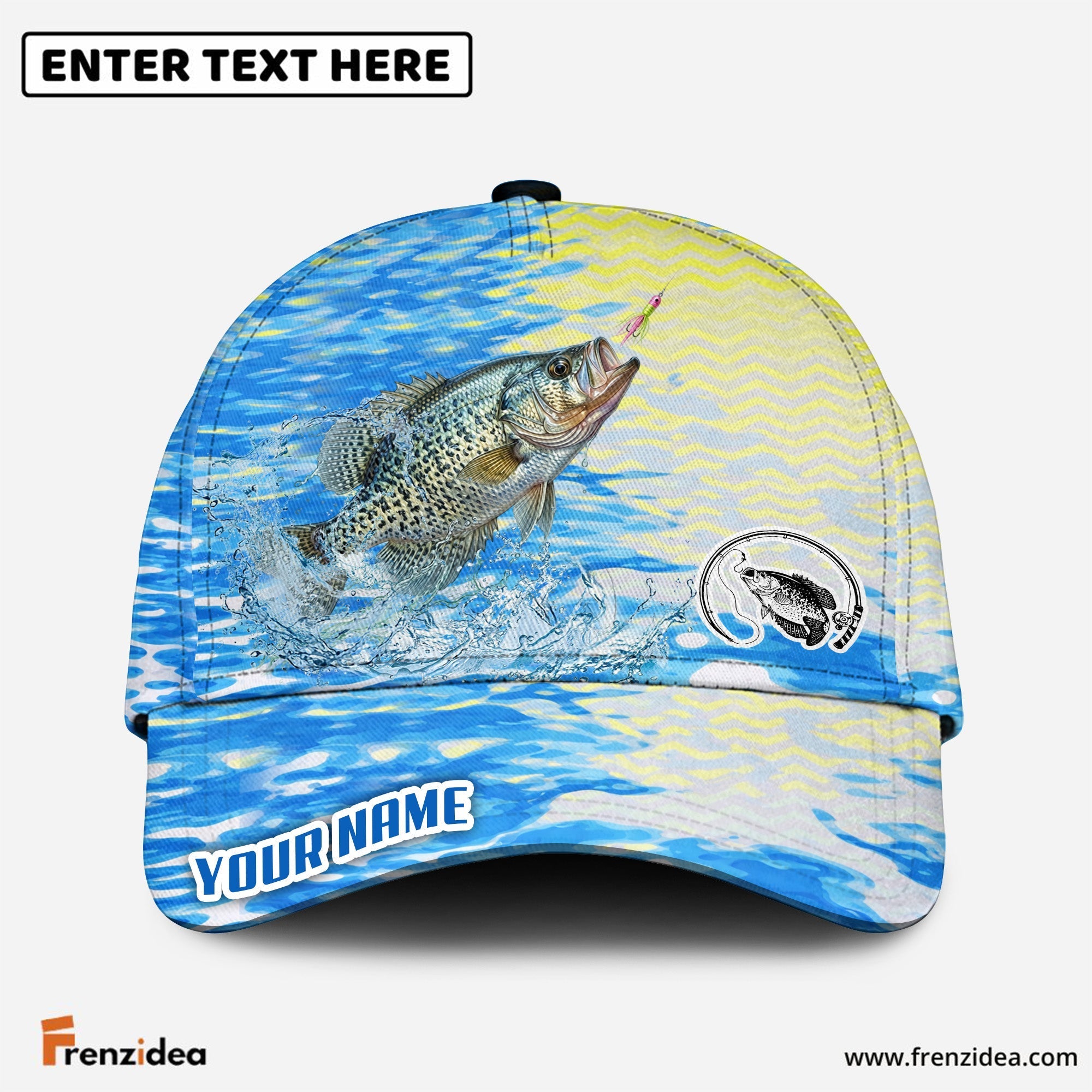 (12 Breeds) Frenzidea Fishing Blue Lake Pattern Customized Name 3D Cap