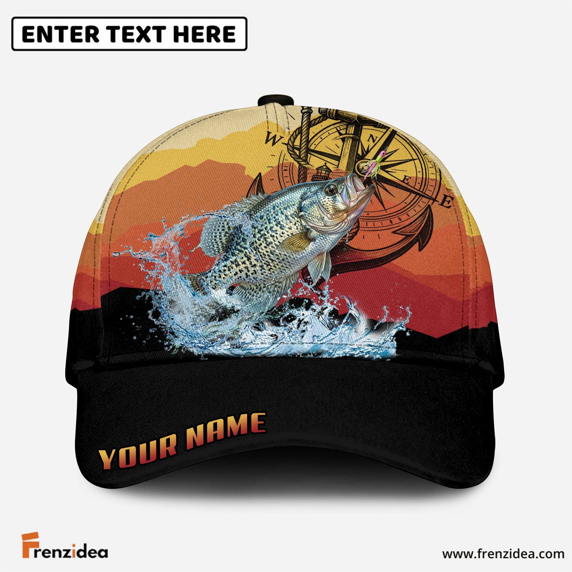 (12 Breeds) Frenzidea Epic Sunset Horizon Fishing Strike Customized Name 3D Cap