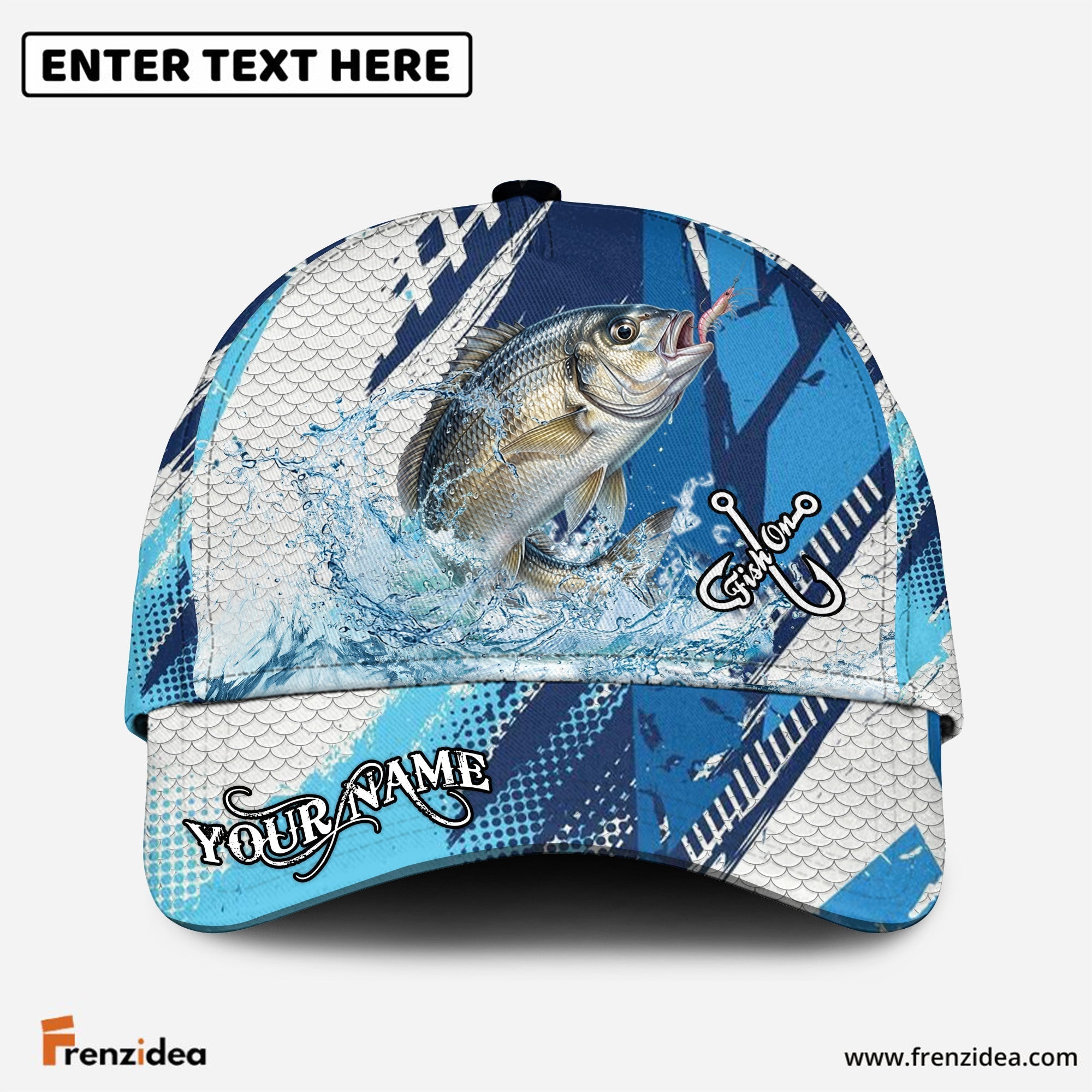 (12 Breeds) Frenzidea Technical Fish Scale Fishing Customized Name 3D Cap