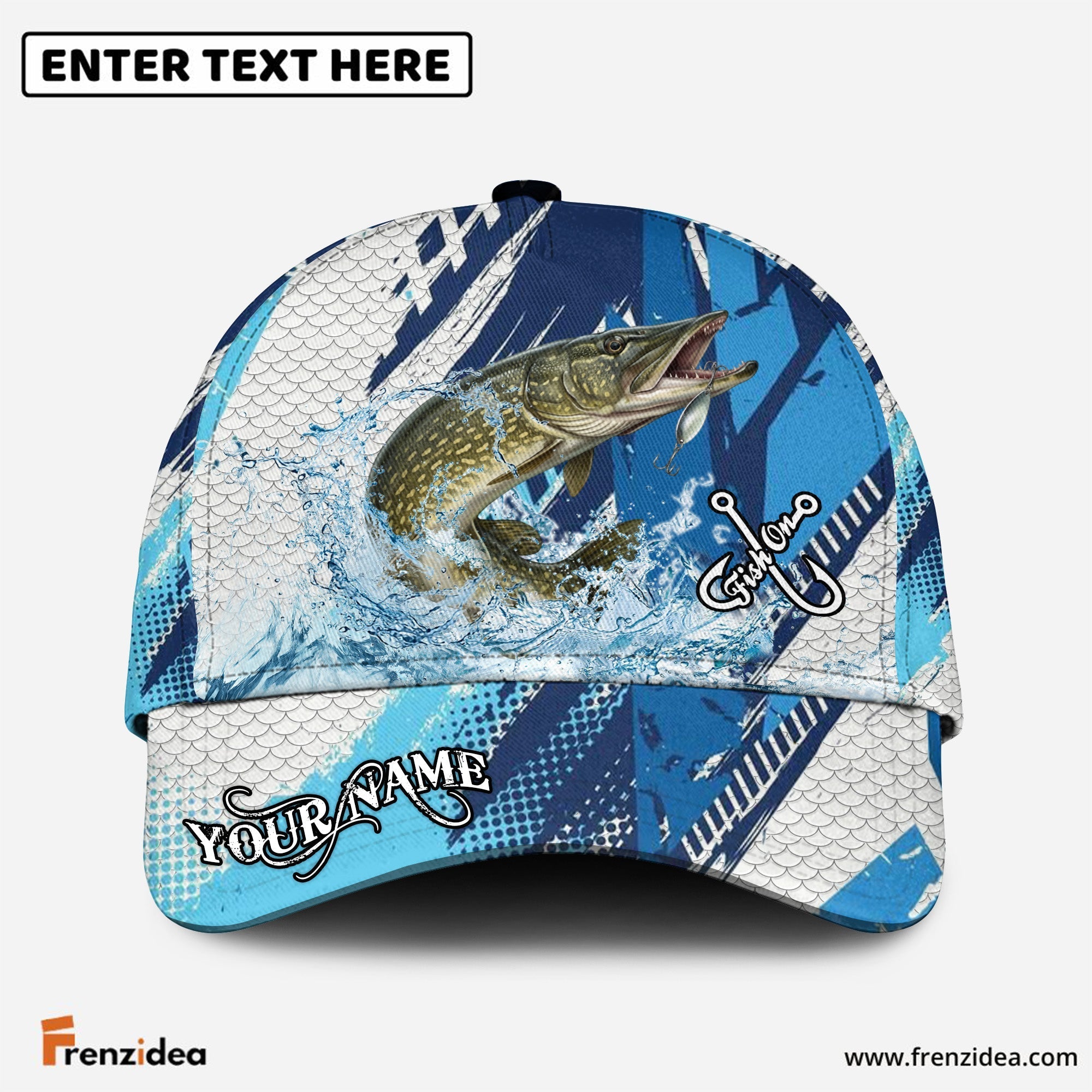 (12 Breeds) Frenzidea Technical Fish Scale Fishing Customized Name 3D Cap