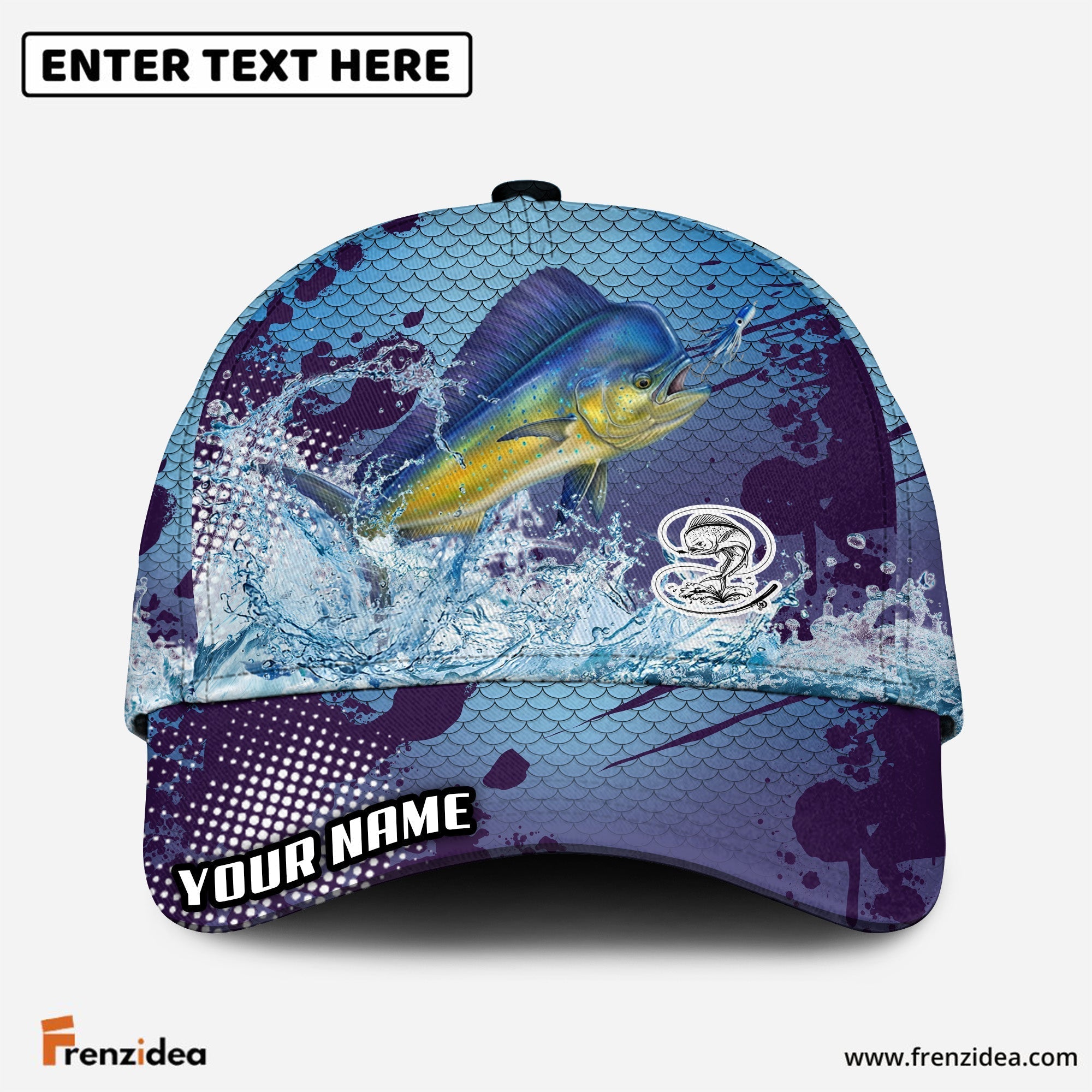 (12 Breeds) Frenzidea Fishing Blue Wave Customized Name 3D Cap