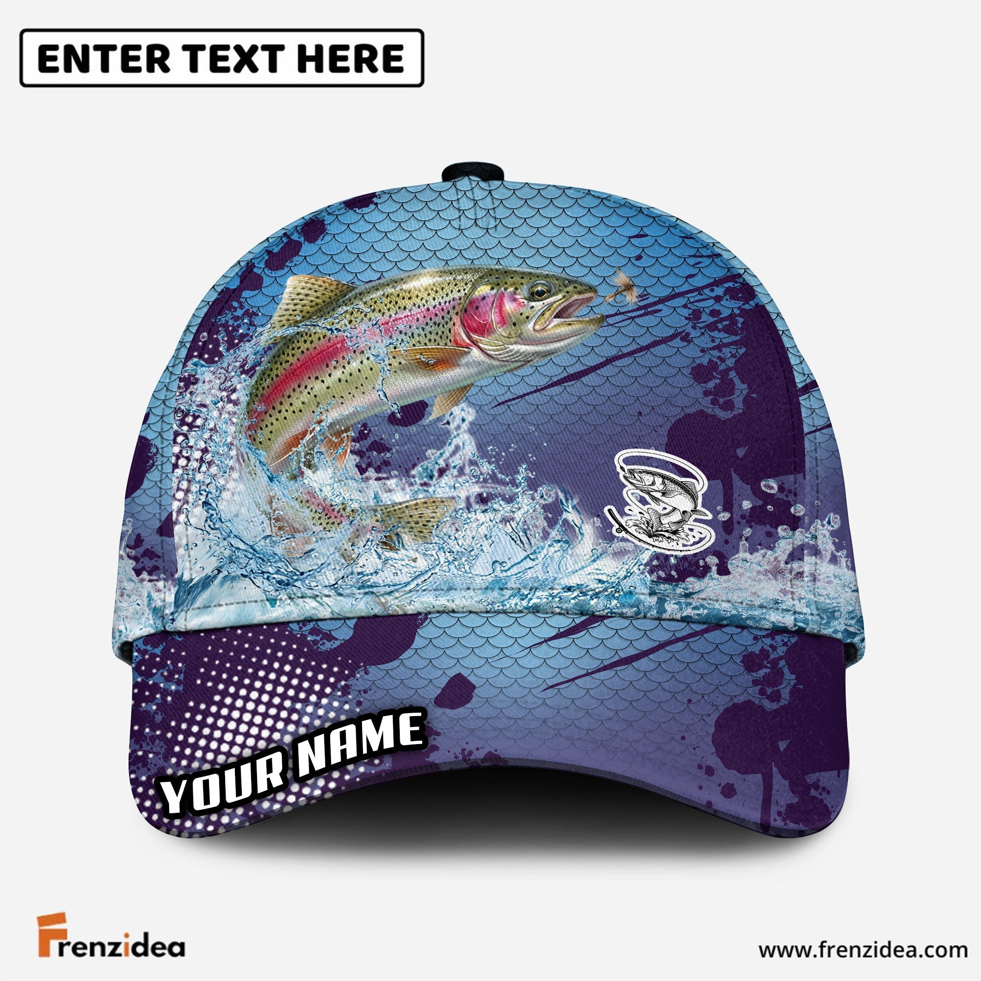 (12 Breeds) Frenzidea Fishing Blue Wave Customized Name 3D Cap
