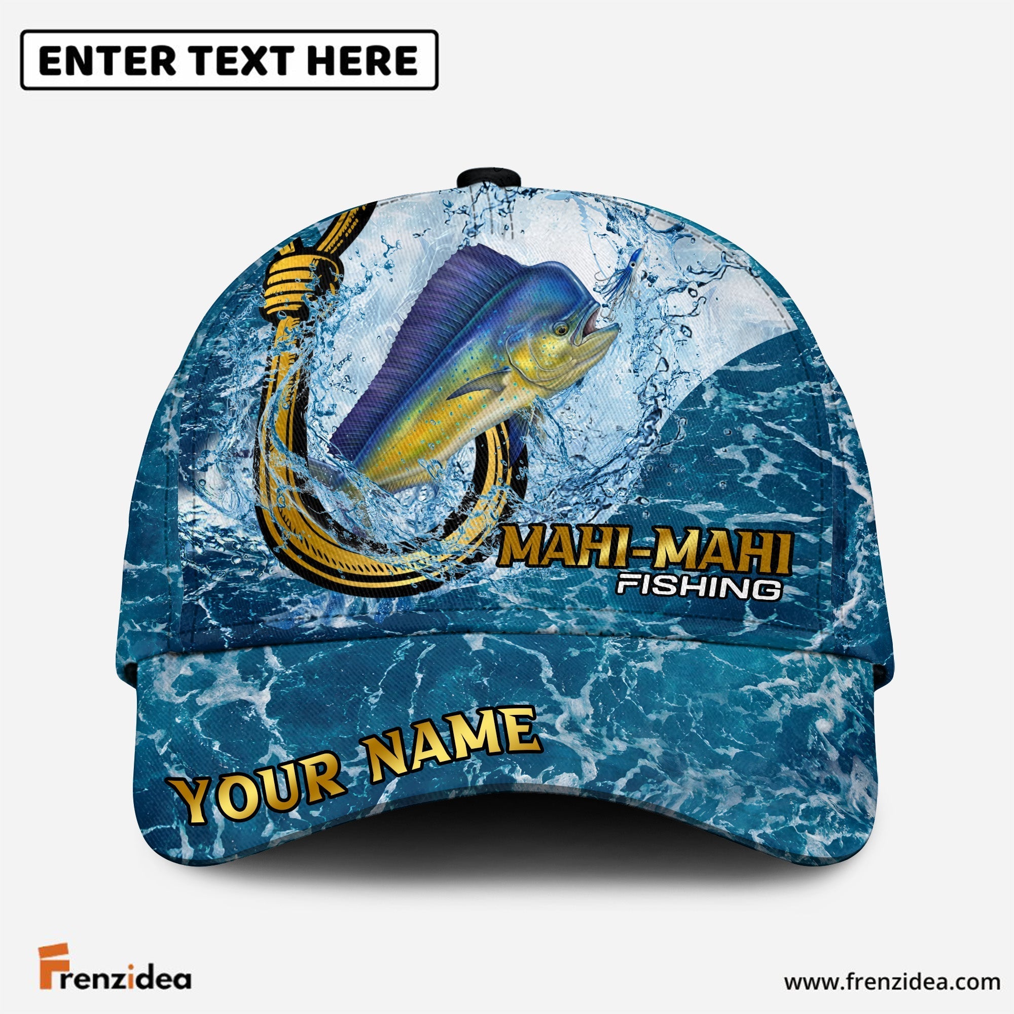 (12 Breeds) Frenzidea Fishing Ocean Blue Customized Name 3D Cap