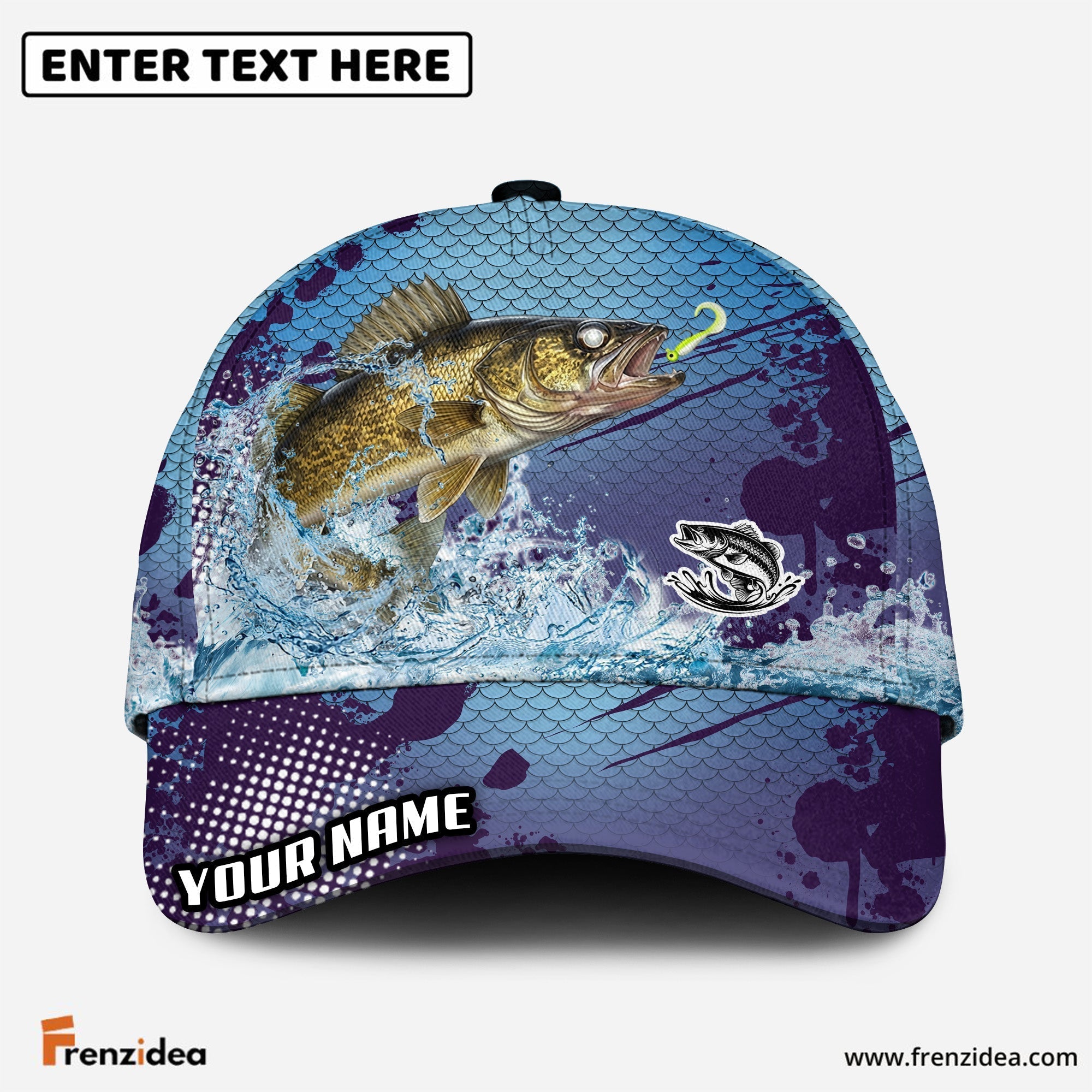 (12 Breeds) Frenzidea Fishing Blue Wave Customized Name 3D Cap