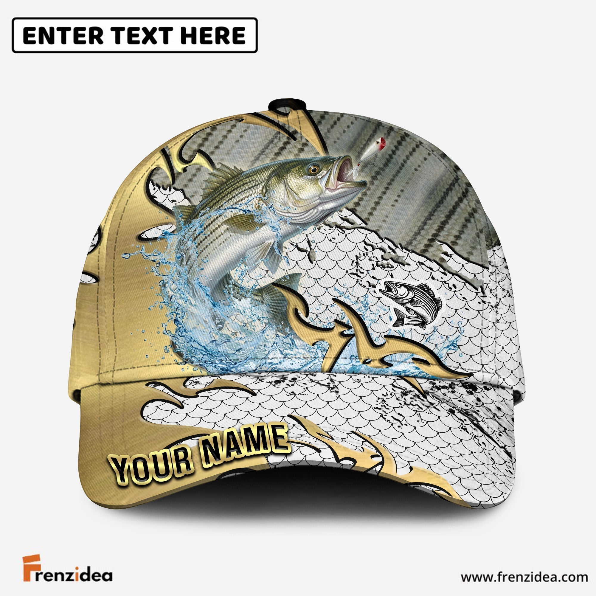 (12 Breeds) Frenzidea Gold Scale Fishing Customized Name 3D Cap