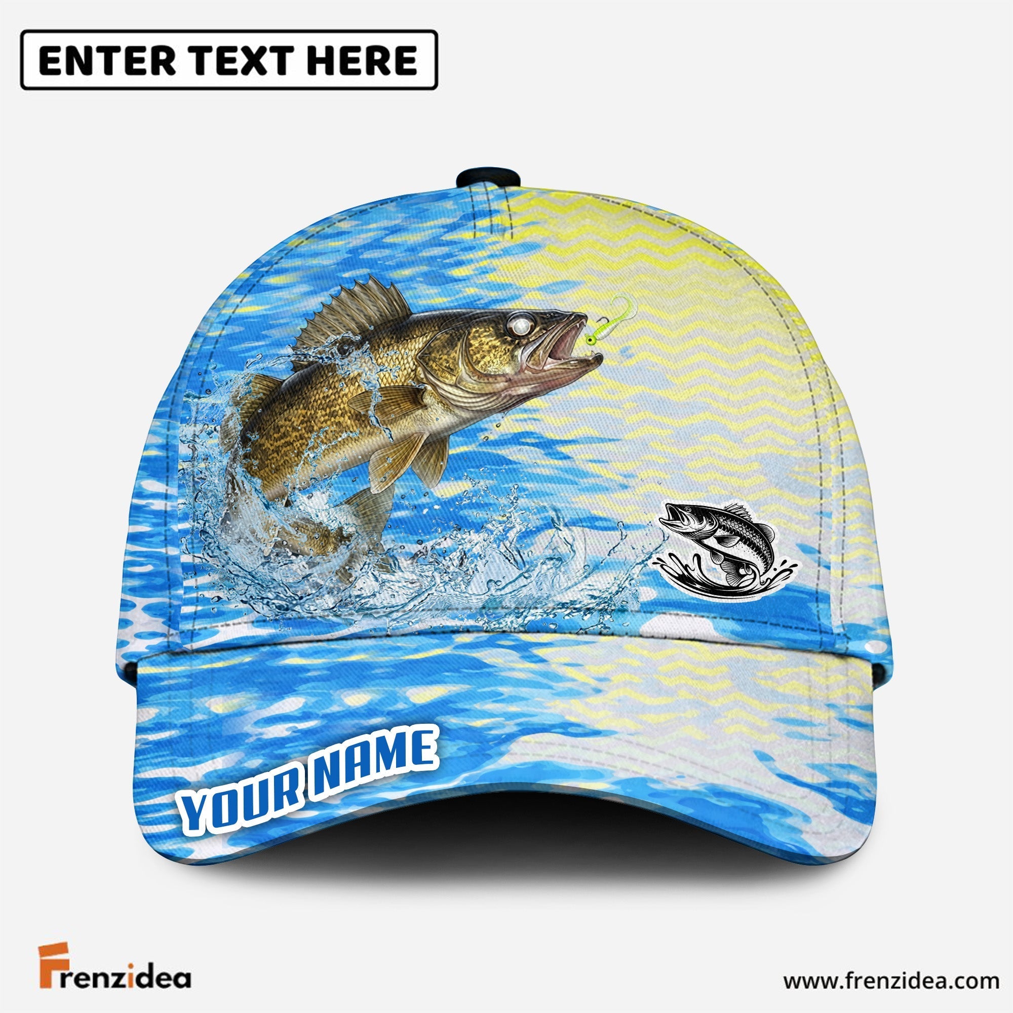 (12 Breeds) Frenzidea Fishing Blue Lake Pattern Customized Name 3D Cap