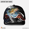 (12 Breeds) Frenzidea Fishing Dark Vintage American Flag Customized Name 3D Cap