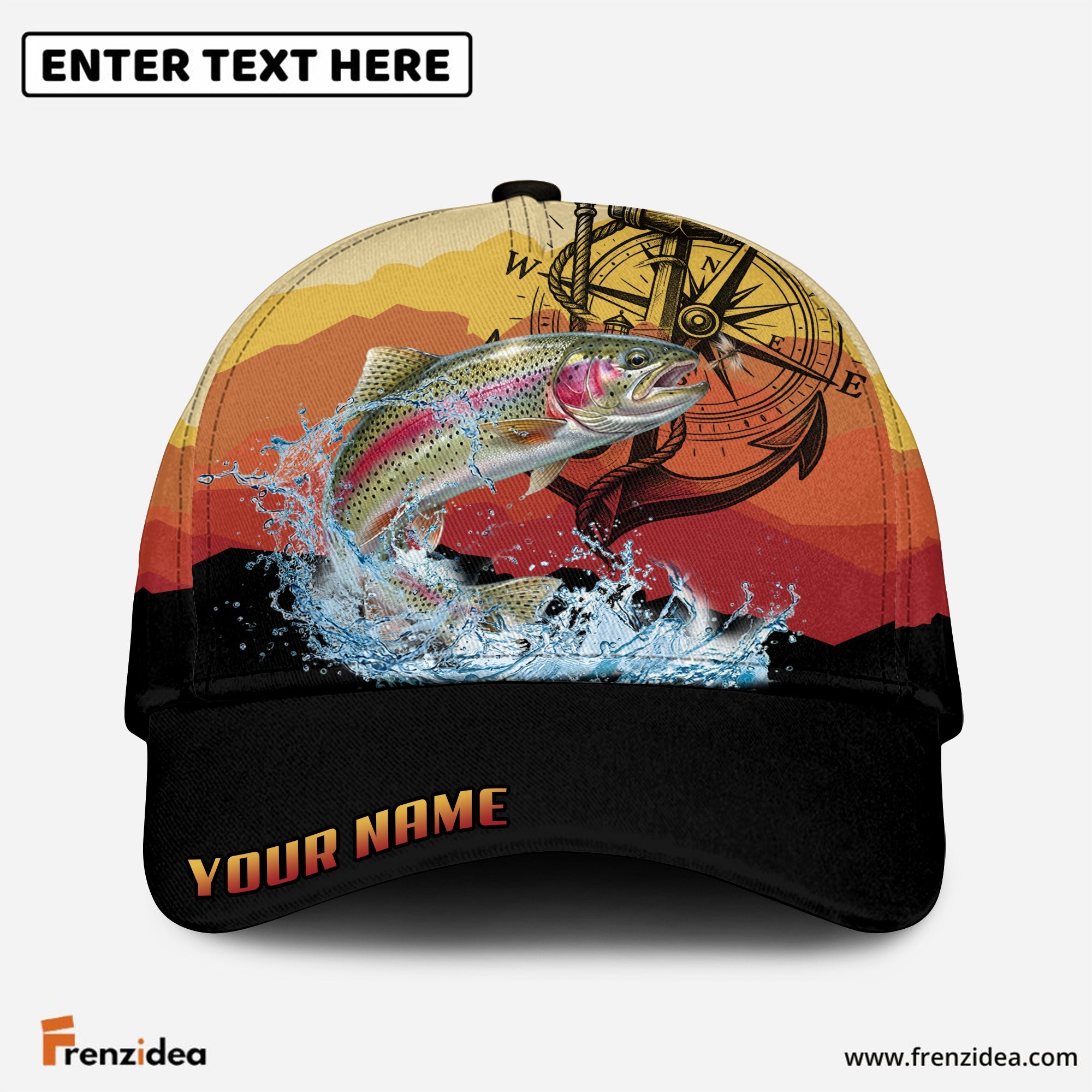 (12 Breeds) Frenzidea Epic Sunset Horizon Fishing Strike Customized Name 3D Cap