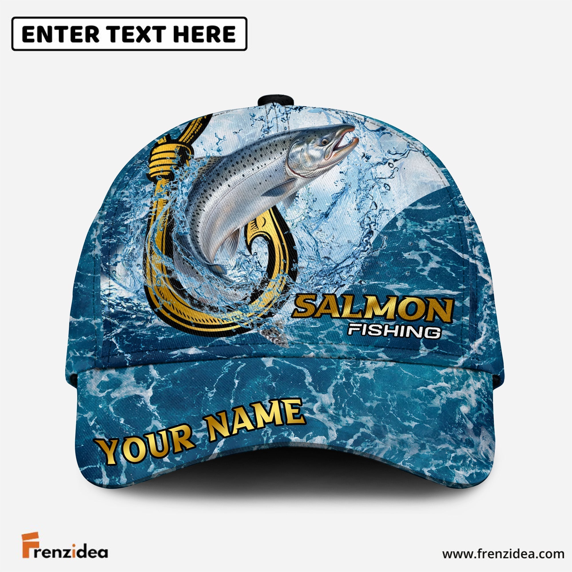 (12 Breeds) Frenzidea Fishing Ocean Blue Customized Name 3D Cap