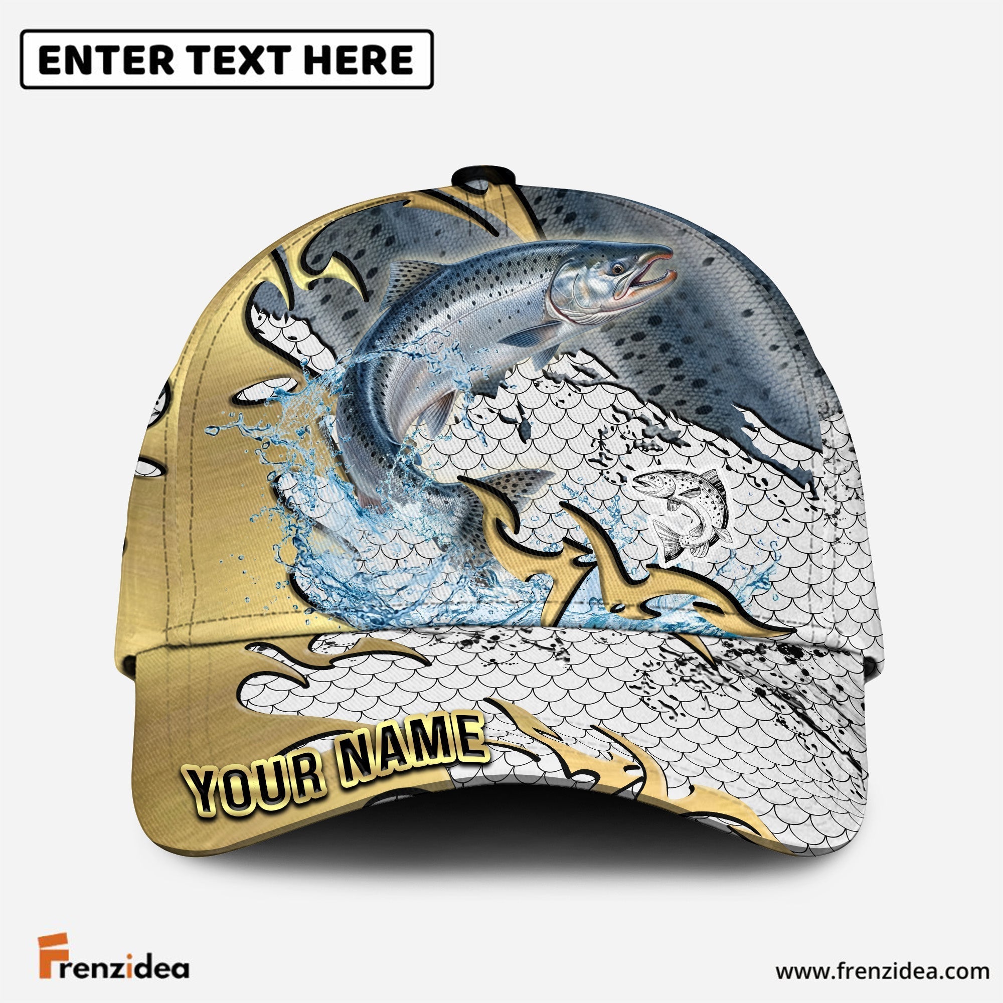 (12 Breeds) Frenzidea Gold Scale Fishing Customized Name 3D Cap