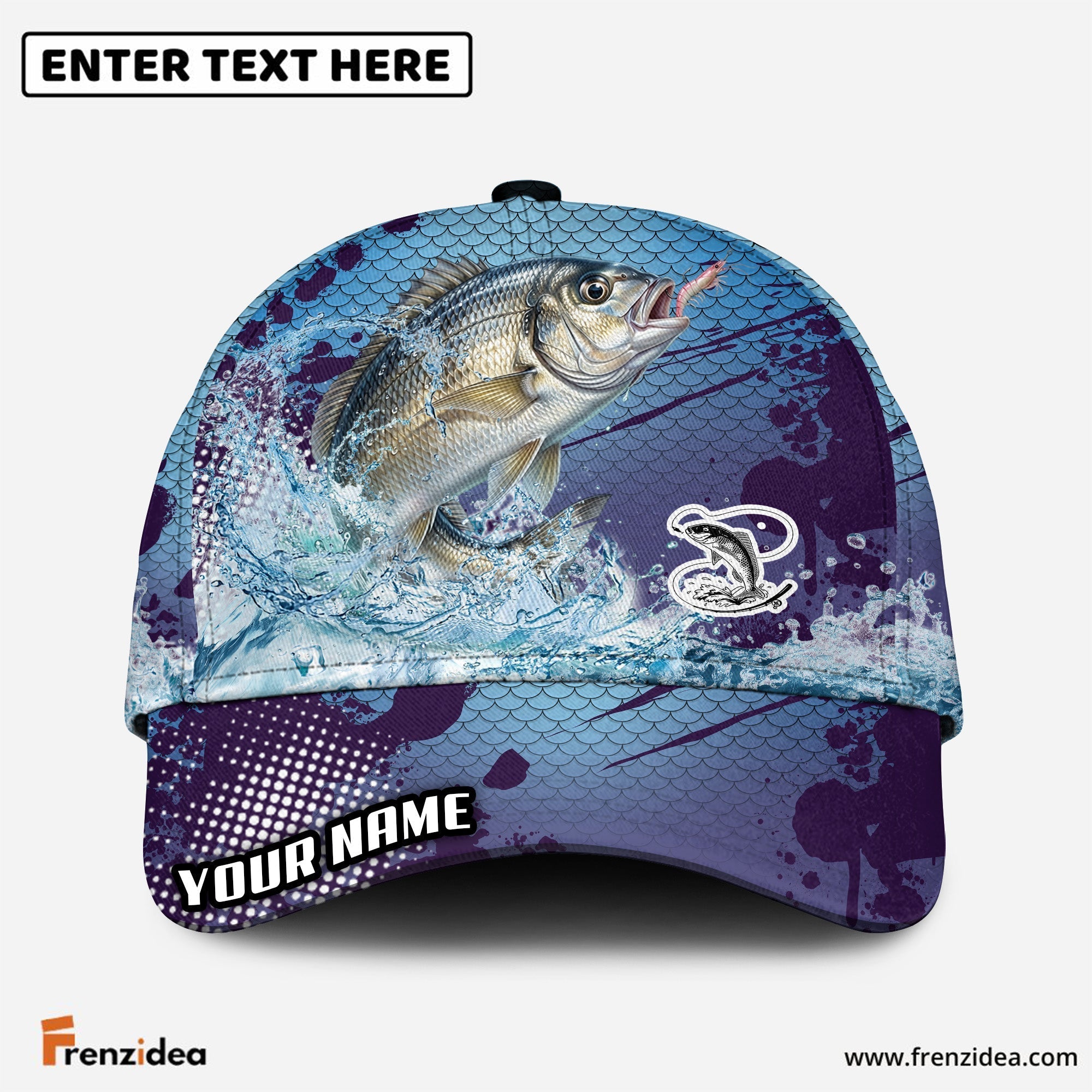 (12 Breeds) Frenzidea Fishing Blue Wave Customized Name 3D Cap
