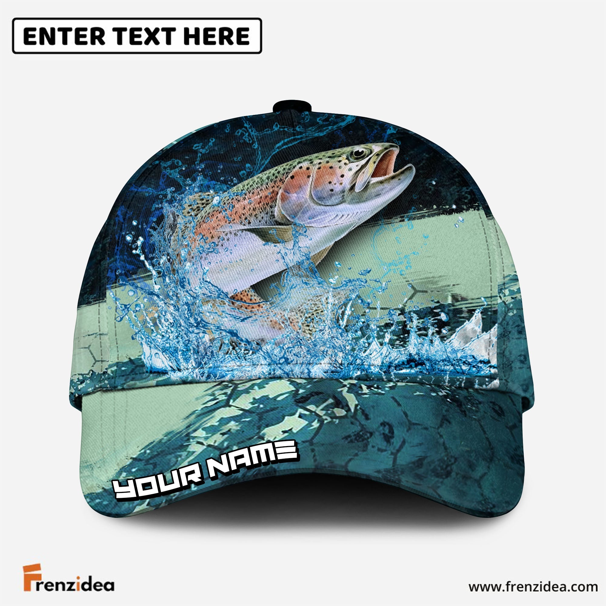 Frenzidea Trout Fishing Aqua Strike Personalized Cap