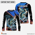 Frenzidea Crappie Blue Brocade Pattern Custom Name & Team Name 3D Shirts