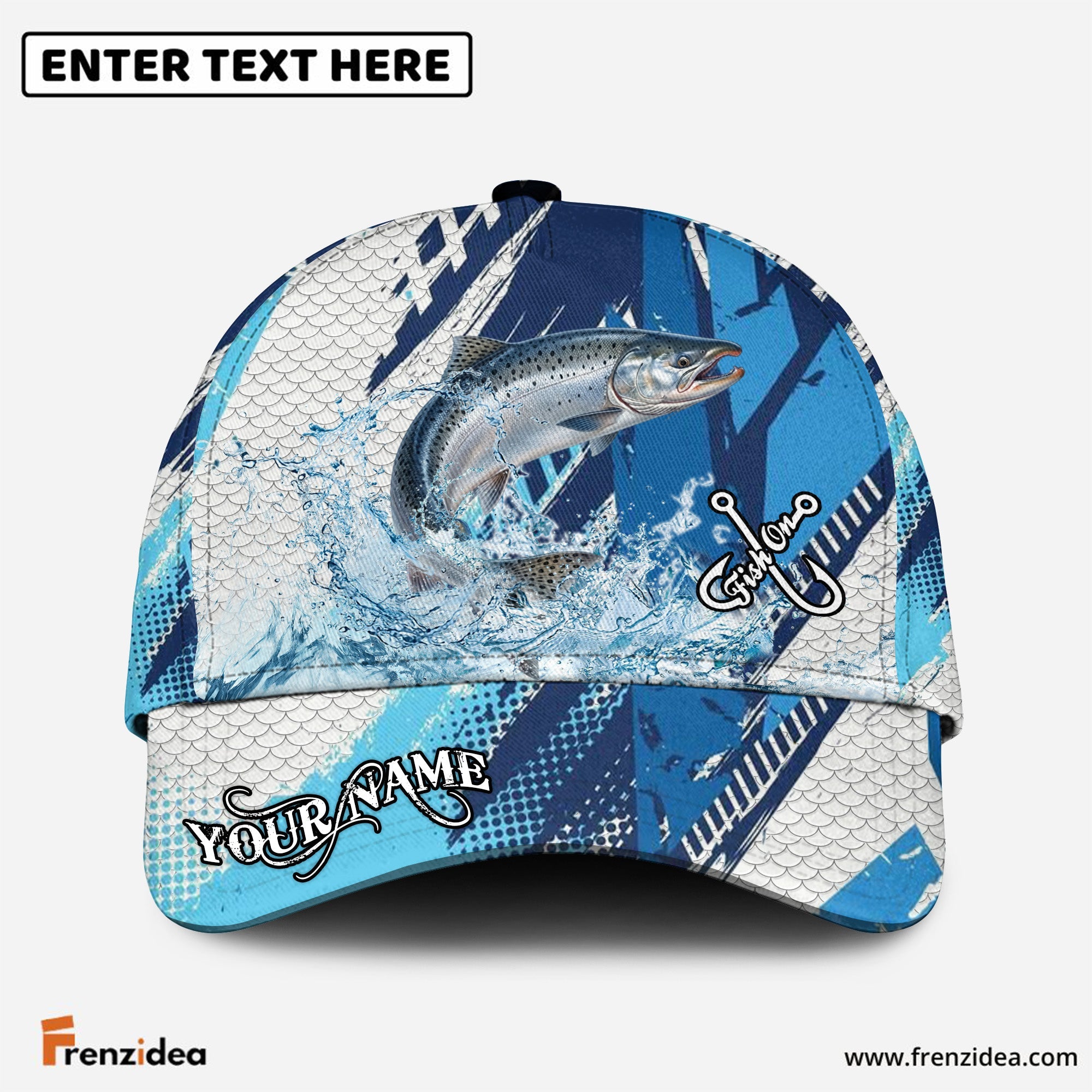 (12 Breeds) Frenzidea Sporty Geometric Fish Scales Fishing Customized Name 3D Cap