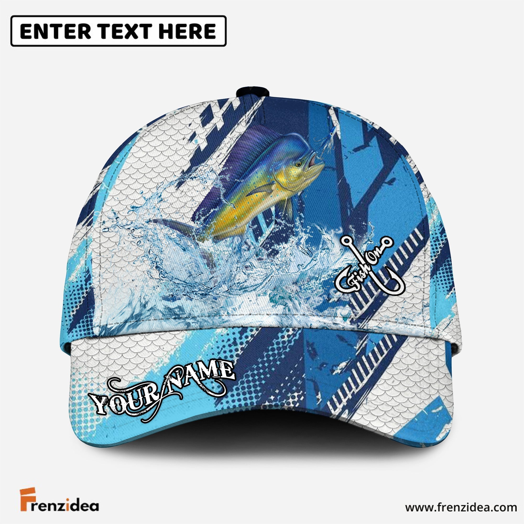 (12 Breeds) Frenzidea Technical Fish Scale Fishing Customized Name 3D Cap