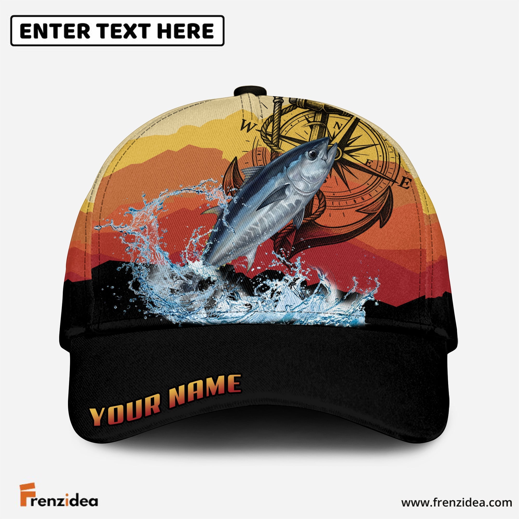 (12 Breeds) Frenzidea Epic Sunset Horizon Fishing Strike Customized Name 3D Cap