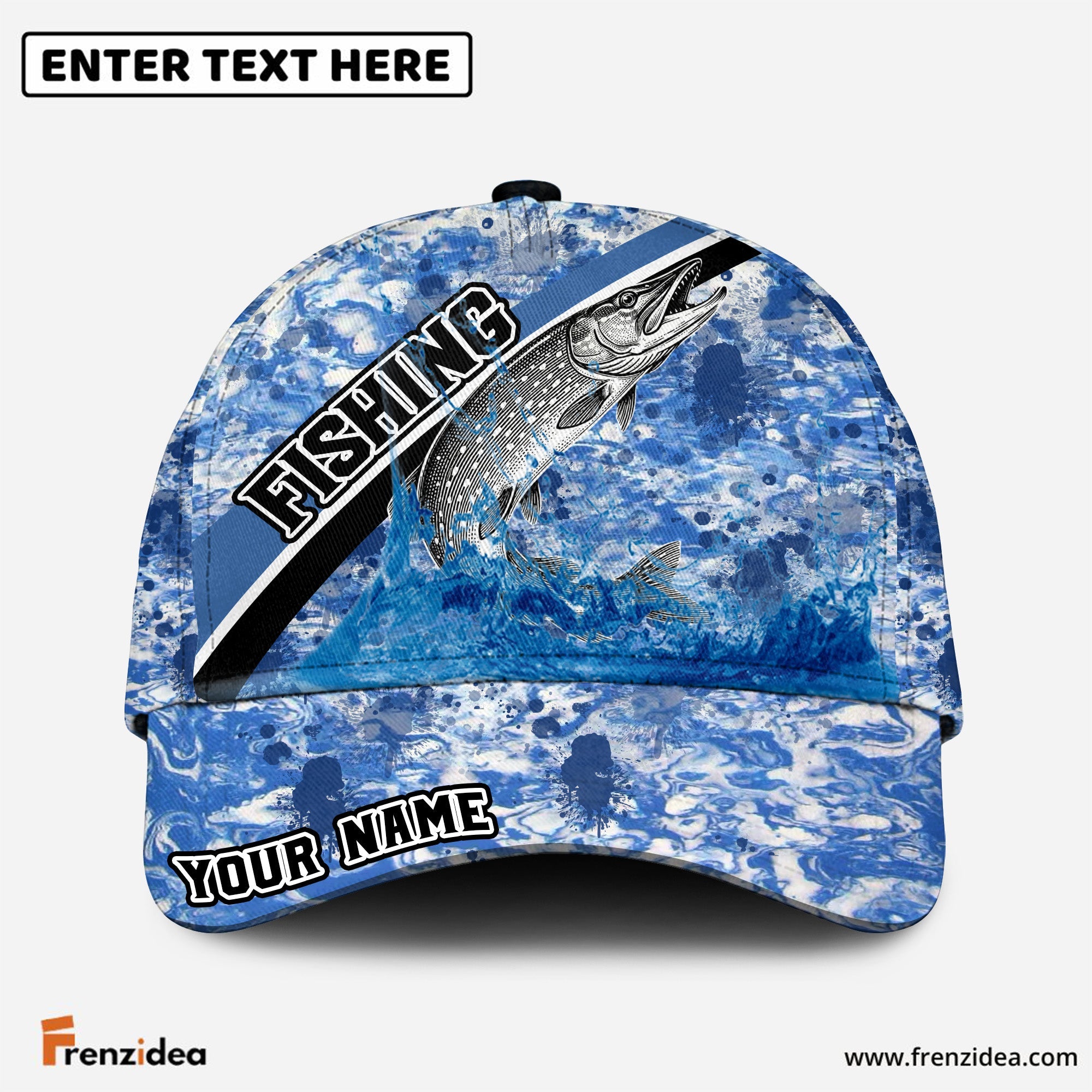 (10 Breeds) Frenzidea Marble Wave Fishing Adventure Customized Name 3D Cap