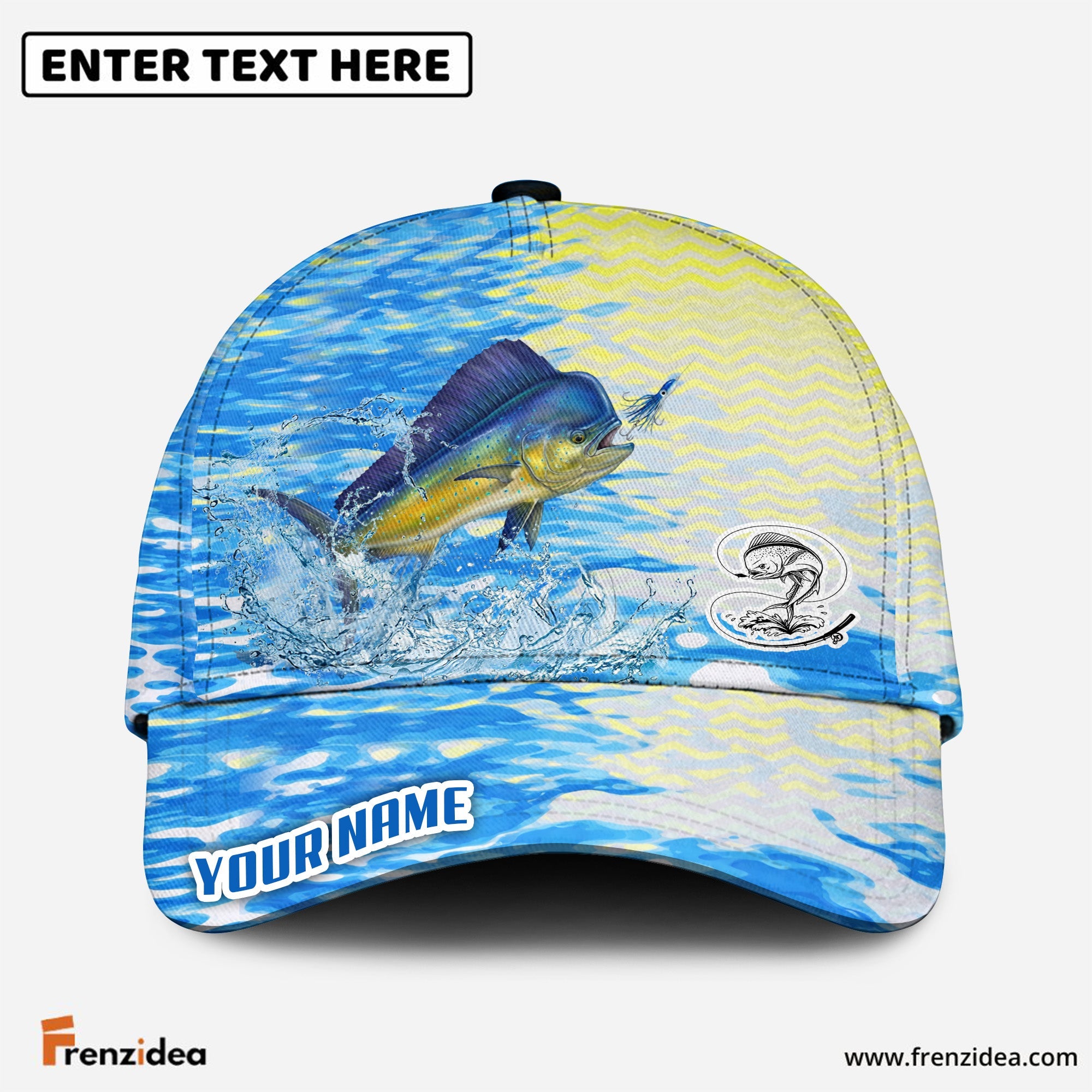 (12 Breeds) Frenzidea Vibrant Blue Water Ripple Fishing Customized Name 3D Cap