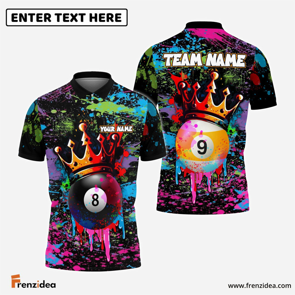 Frenzidea Billiards Ball 8&9 King Graffiti Customized Name, Team Name 3D Shirt