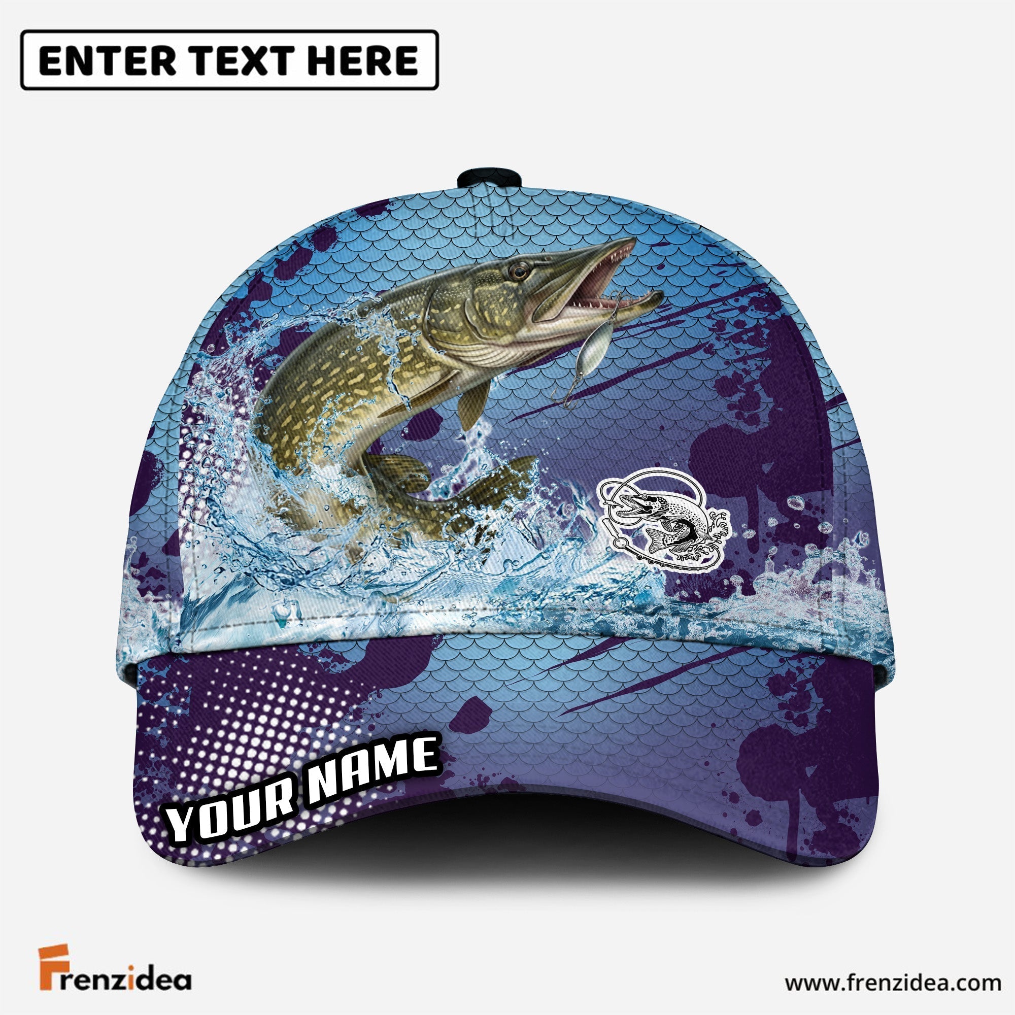 (12 Breeds) Frenzidea Fishing Blue Wave Customized Name 3D Cap