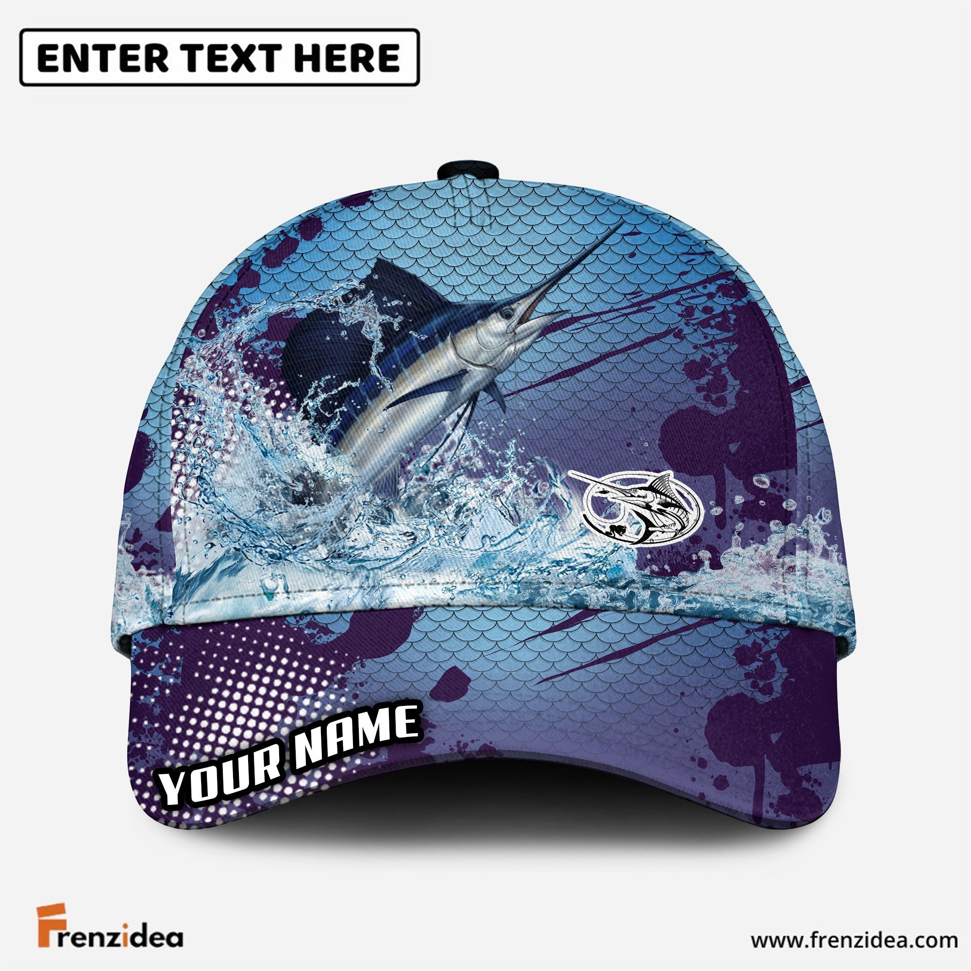 (12 Breeds) Frenzidea Fishing Blue Wave Customized Name 3D Cap