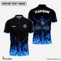 Frenzidea Personalized Billiards 8-Ball Blue Fire Pattern Shirt