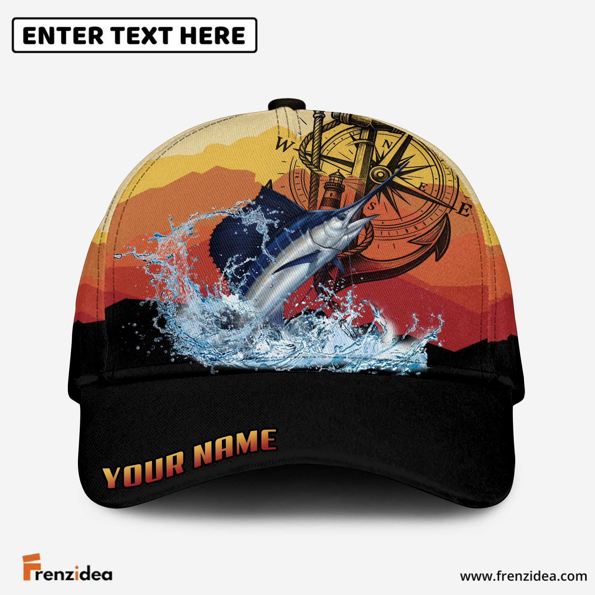 (12 Breeds) Frenzidea Epic Sunset Horizon Fishing Strike Customized Name 3D Cap