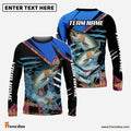 Frenzidea Salmon Fishing Blue Brocade Pattern Custom Name & Team Name 3D Shirts