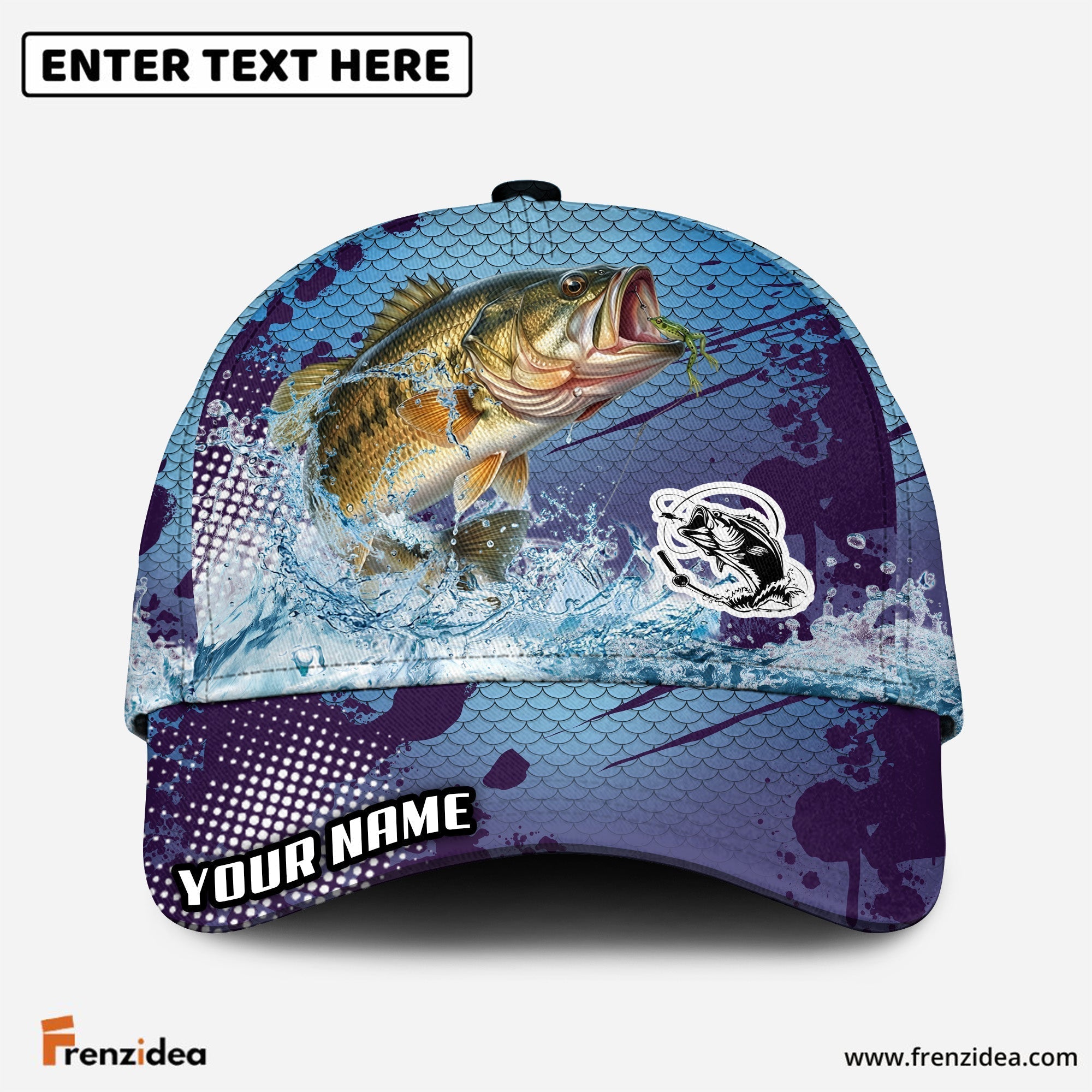 (12 Breeds) Frenzidea Fishing Blue Wave Customized Name 3D Cap