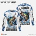 Frenzidea Bass Fishing Fishing Blue Sea Custom Name & Team Name 3D Shirts