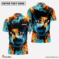 Frenzidea Blue Bowling Ball And Pins On Fire Customized Name 3D Shirt