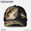 Frenzidea Personalized Walleye Black Leather Camo Pattern Fishing Classic Cap