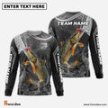 Frenzidea Pike Fishing Gray Camo Sport Custom Name & Team Name 3D Shirts
