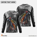 Frenzidea Trout Fishing Gray Camo Sport Custom Name & Team Name 3D Shirts