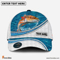 Frenzidea Custom Name Red Fish Fishing Blue Water Pattern 3D Classic Cap