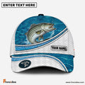 Frenzidea Custom Name Striped Bass Fishing Blue Water Pattern 3D Classic Cap