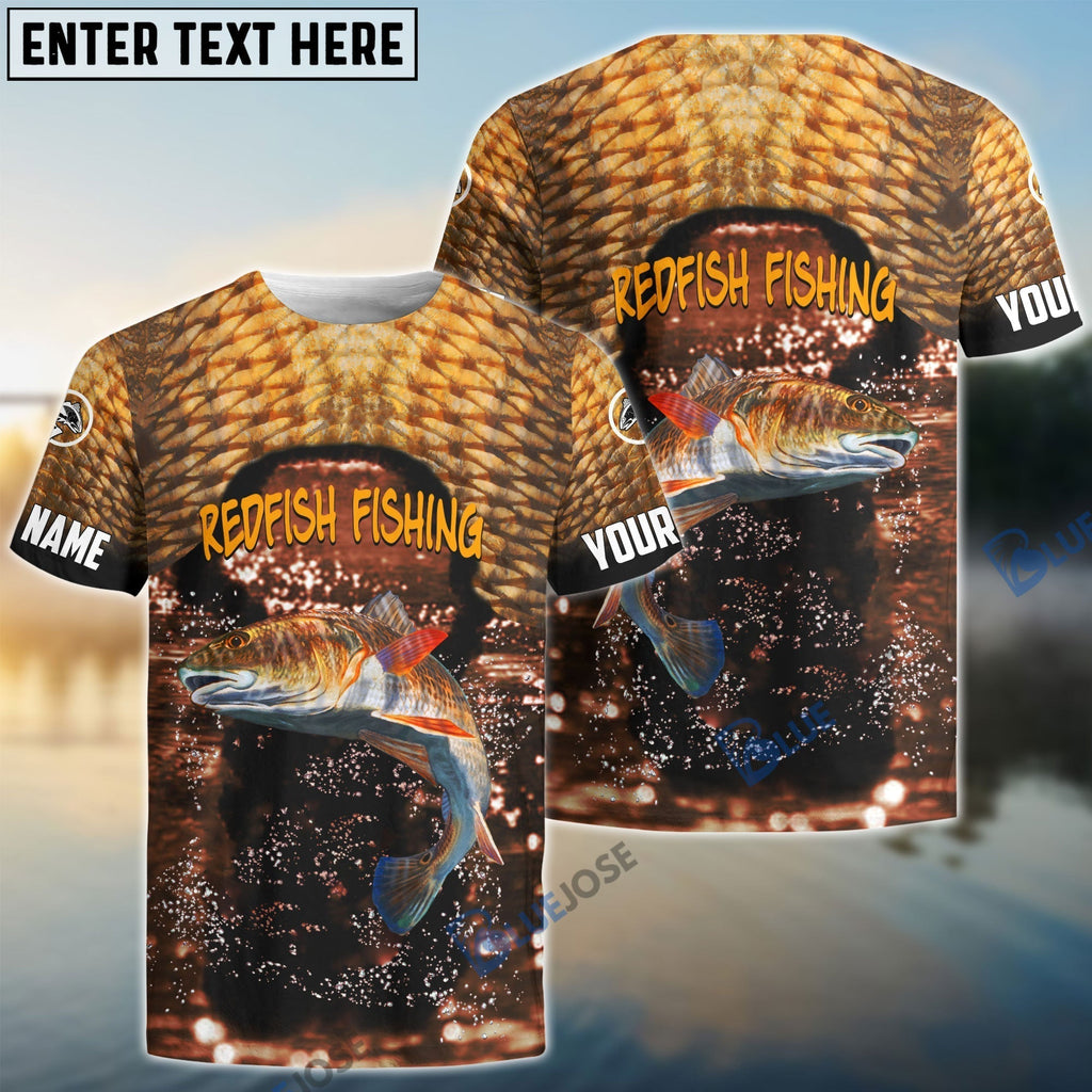 Frenzidea Redfish Fishing Gold Custom Long Sleeve Performance Fishing Long Sleeves
