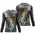 Frenzidea Bass Fishing Gray Camo Sport Custom Name & Team Name 3D Shirts