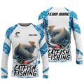Frenzidea Catfish Fishing Blue Camo White Pattern Sport Custom Name & Team Name 3D Shirts
