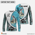 Frenzidea Musky Fishing White Skin Diagonal Custom Name & Team Name 3D Shirts