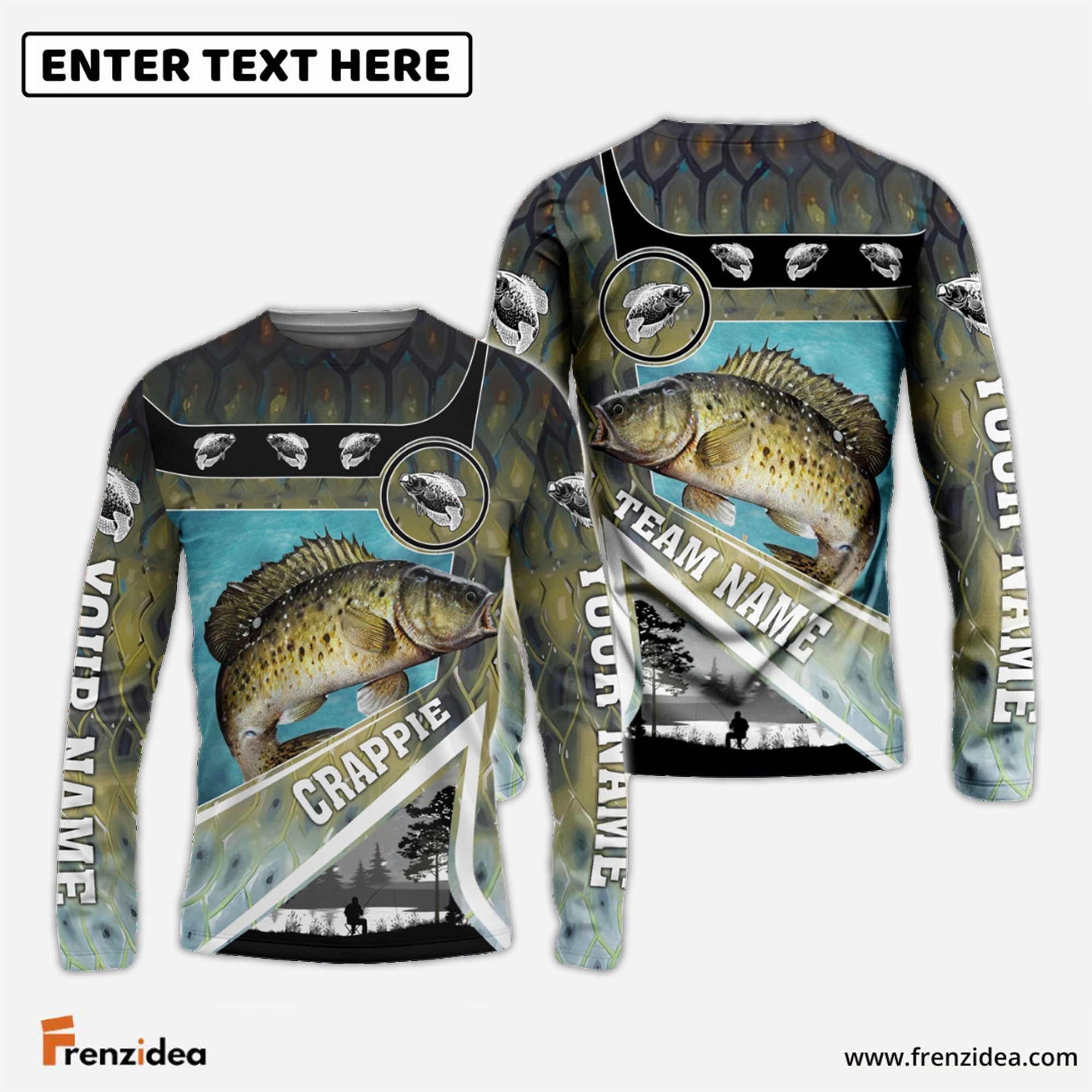 Frenzidea Personalized Crappie Fishing Art Line Sport Fishing Shirts