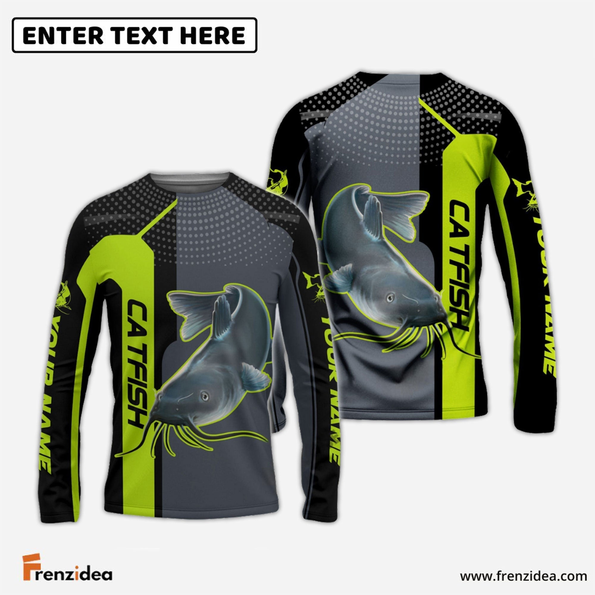Frenzidea Personalized Catfish Fishing Green Line Sport Jersey Fishing Shirts