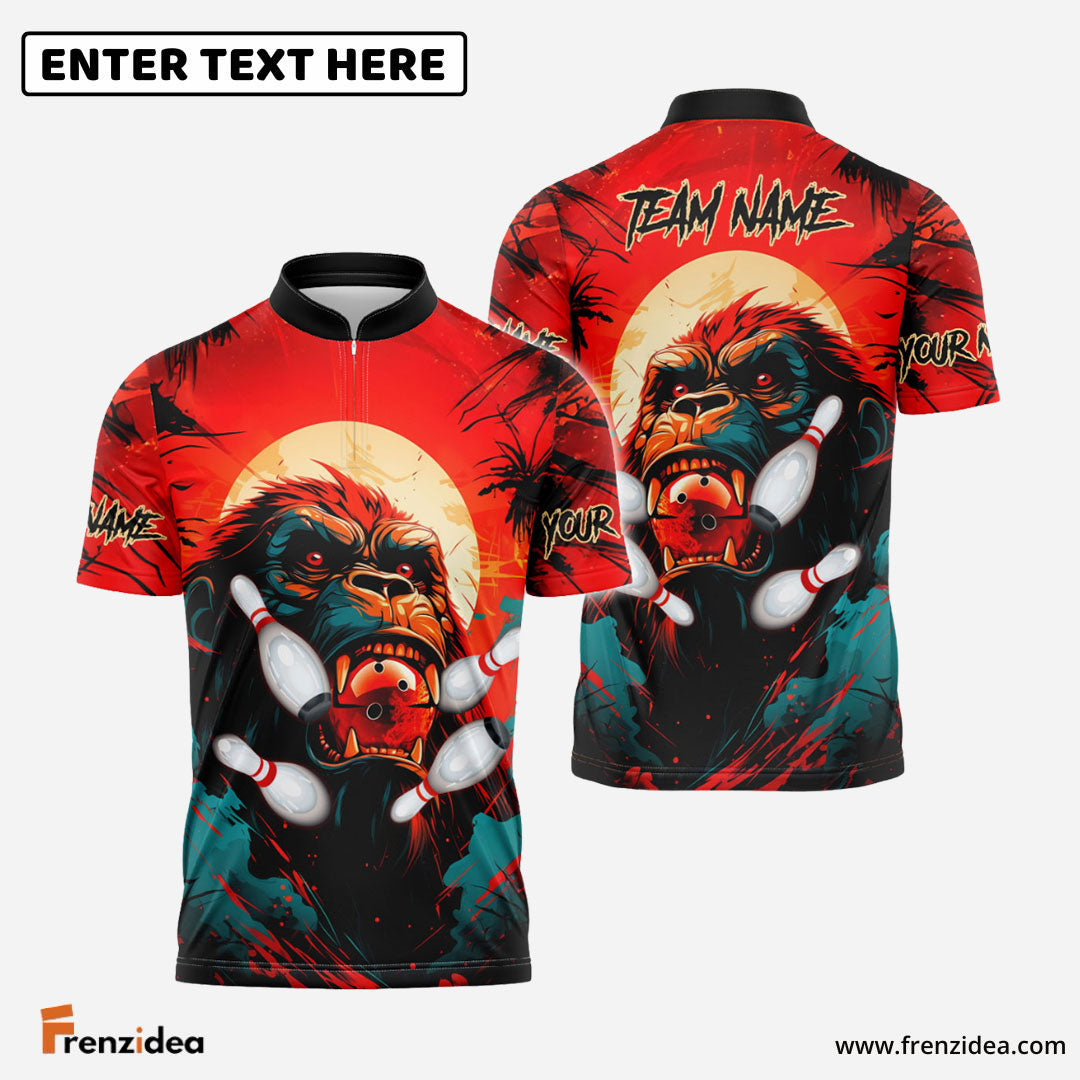 Frenzidea Bowling and Kong Pattern Customized Name, Team Name 3D Shirt