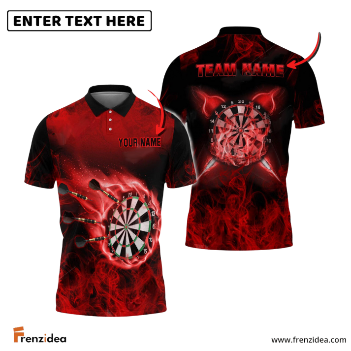 Frenzidea Darts Flaming Smoke Personalized Name, Team Name 3D Shirt (4 Colors)